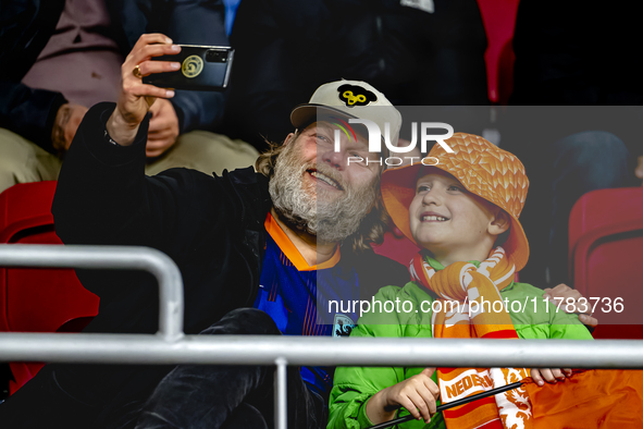 Supporters of the Netherlands attend the match between the Netherlands and Hungary at the Johan Cruijff ArenA for the UEFA Nations League -...