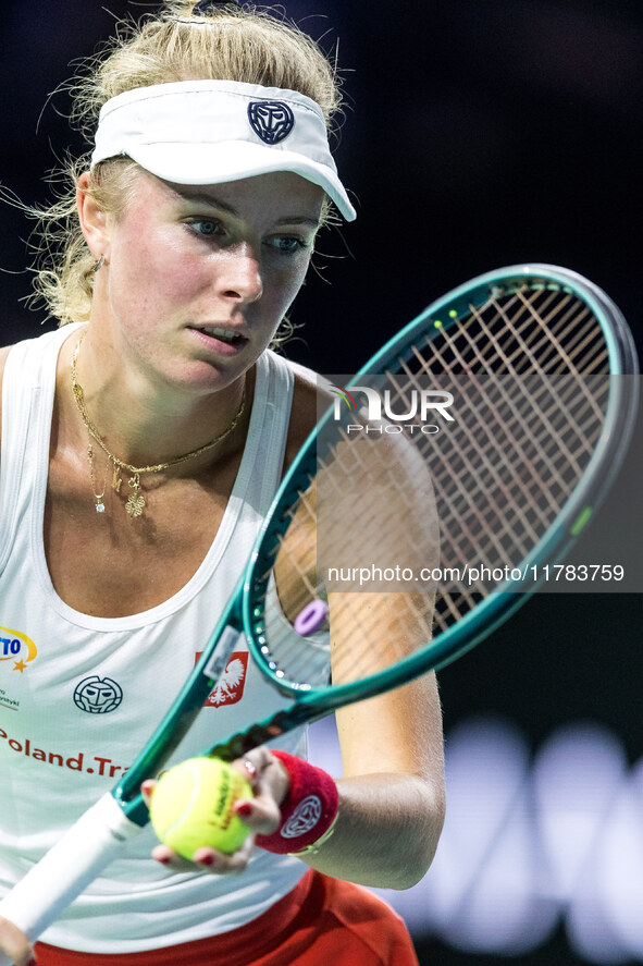 Magdalena Frech  during Billie Jean King Cup Finals match Poland vs Czechia in Malaga Spain on 16 November 2024. 