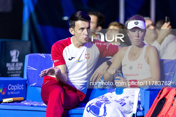 Dawid Celt , Magdalena Frech  during Billie Jean King Cup Finals match Poland vs Czechia in Malaga Spain on 16 November 2024. 