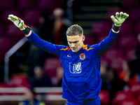 Netherlands goalkeeper Bart Verbruggen participates in the match between the Netherlands and Hungary at the Johan Cruijff ArenA for the UEFA...