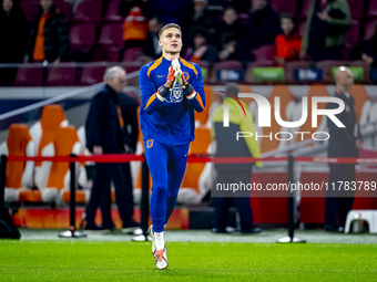 Netherlands goalkeeper Bart Verbruggen participates in the match between the Netherlands and Hungary at the Johan Cruijff ArenA for the UEFA...