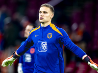 Netherlands goalkeeper Bart Verbruggen participates in the match between the Netherlands and Hungary at the Johan Cruijff ArenA for the UEFA...