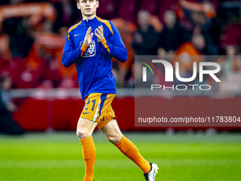 Netherlands midfielder Frenkie de Jong participates in the match between the Netherlands and Hungary at the Johan Cruijff ArenA for the UEFA...