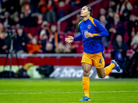 Netherlands defender Virgil van Dijk participates in the match between the Netherlands and Hungary at the Johan Cruijff ArenA for the UEFA N...