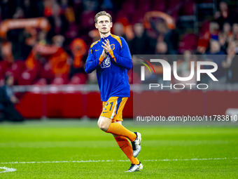 Netherlands midfielder Frenkie de Jong participates in the match between the Netherlands and Hungary at the Johan Cruijff ArenA for the UEFA...