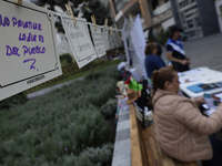 Residents of the town of Xoco in Coyoacan, Mexico City, protest outside the Mitikah shopping mall in Mexico City, Mexico, on November 16, 20...