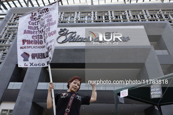 Residents of the town of Xoco in Coyoacan, Mexico City, protest outside the Mitikah shopping mall in Mexico City, Mexico, on November 16, 20...