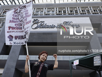 Residents of the town of Xoco in Coyoacan, Mexico City, protest outside the Mitikah shopping mall in Mexico City, Mexico, on November 16, 20...