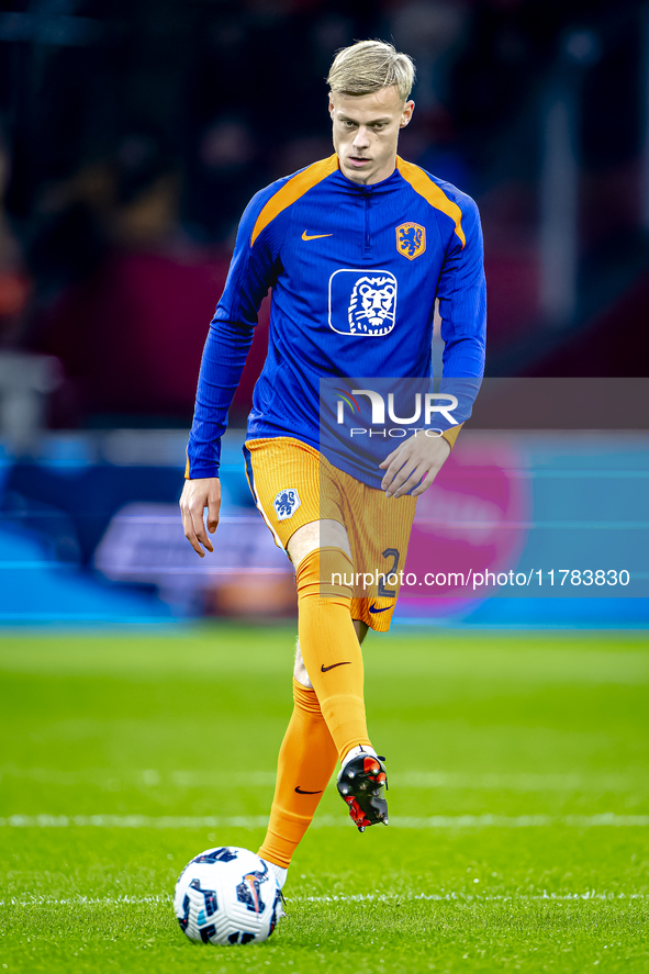 Netherlands defender Jan-Paul van Hecke participates in the match between the Netherlands and Hungary at the Johan Cruijff ArenA for the UEF...