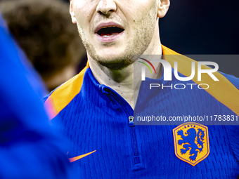 Netherlands midfielder Teun Koopmeiners participates in the match between the Netherlands and Hungary at the Johan Cruijff ArenA for the UEF...