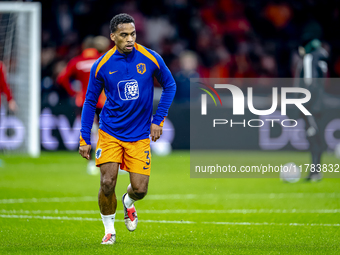 Netherlands defender Jurrien Timber plays during the match between the Netherlands and Hungary at the Johan Cruijff ArenA for the UEFA Natio...