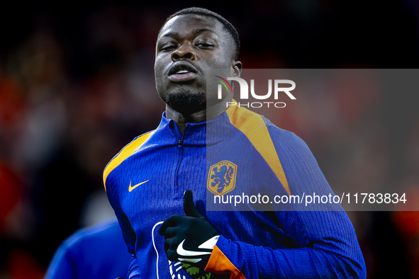 Netherlands forward Brian Brobbey participates in the match between the Netherlands and Hungary at the Johan Cruijff ArenA for the UEFA Nati...