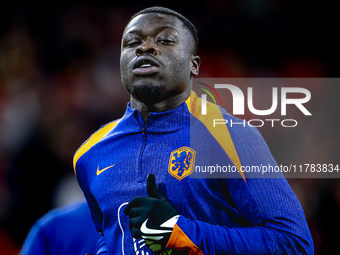 Netherlands forward Brian Brobbey participates in the match between the Netherlands and Hungary at the Johan Cruijff ArenA for the UEFA Nati...