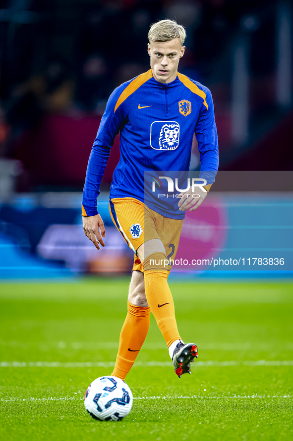 Netherlands defender Jan-Paul van Hecke participates in the match between the Netherlands and Hungary at the Johan Cruijff ArenA for the UEF...