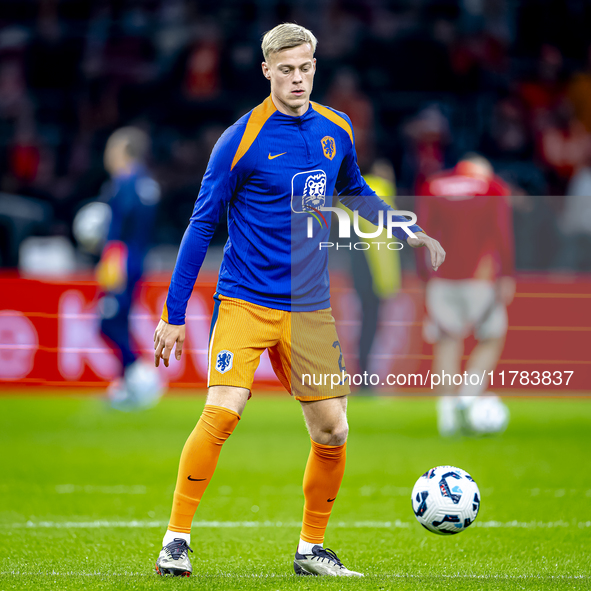 Netherlands defender Jan-Paul van Hecke participates in the match between the Netherlands and Hungary at the Johan Cruijff ArenA for the UEF...