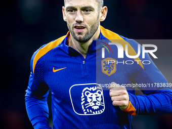 Netherlands defender Stefan de Vrij participates in the match between the Netherlands and Hungary at the Johan Cruijff ArenA for the UEFA Na...