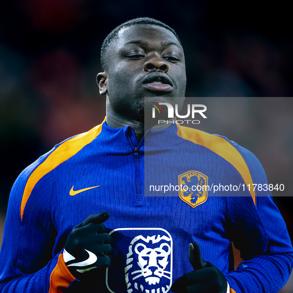 Netherlands forward Brian Brobbey participates in the match between the Netherlands and Hungary at the Johan Cruijff ArenA for the UEFA Nati...