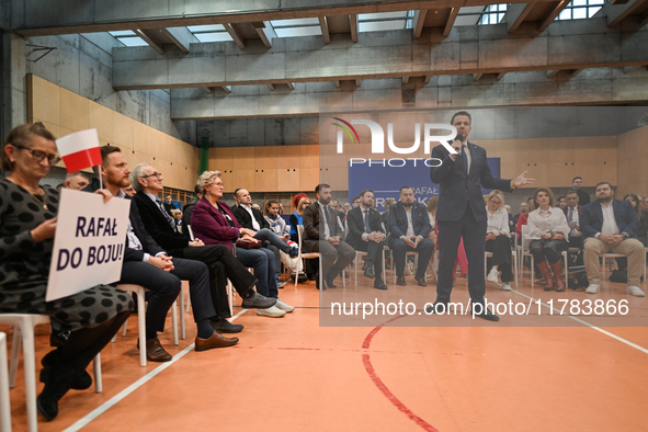 KRAKOW, POLAND - NOVEMBER 16:
Mayor of Warsaw Rafal Trzaskowski during a meeting with voters at Nowa Huta's Hala Com-Com Zone, on November 1...