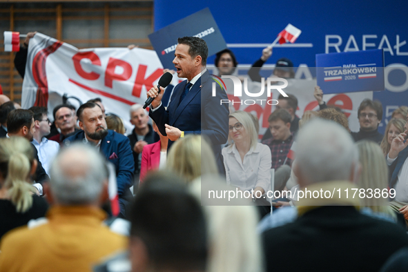 KRAKOW, POLAND - NOVEMBER 16:
Members of the right-wing political party New Hope hold a banner reading 'CPK in Poland, not in Berlin' during...