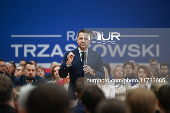 KRAKOW, POLAND - NOVEMBER 16:
Mayor of Warsaw Rafal Trzaskowski during a meeting with voters at Nowa Huta's Hala Com-Com Zone, on November 1...