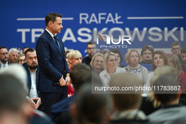 KRAKOW, POLAND - NOVEMBER 16:
Mayor of Warsaw Rafal Trzaskowski during a meeting with voters at Nowa Huta's Hala Com-Com Zone, on November 1...