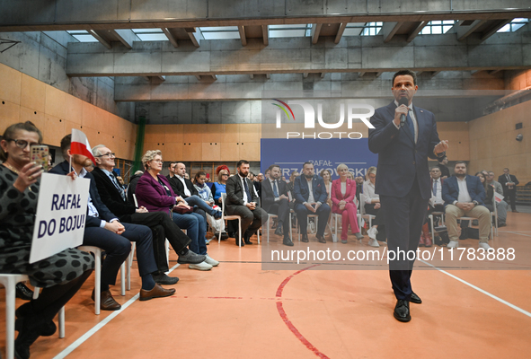 KRAKOW, POLAND - NOVEMBER 16:
Mayor of Warsaw Rafal Trzaskowski during a meeting with voters at Nowa Huta's Hala Com-Com Zone, on November 1...