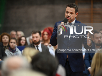 KRAKOW, POLAND - NOVEMBER 16:
Mayor of Warsaw Rafal Trzaskowski during a meeting with voters at Nowa Huta's Hala Com-Com Zone, on November 1...