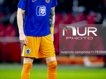 Netherlands forward Wout Weghorst participates in the match between the Netherlands and Hungary at the Johan Cruijff ArenA for the UEFA Nati...