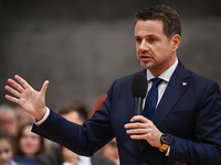 KRAKOW, POLAND - NOVEMBER 16:
Mayor of Warsaw Rafal Trzaskowski during a meeting with voters at Nowa Huta's Hala Com-Com Zone, on November 1...