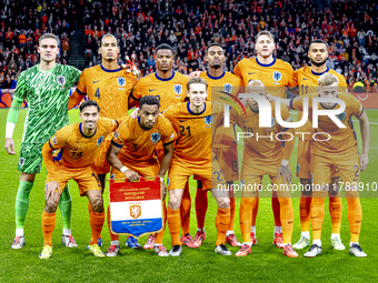 The Netherlands team poses for a photo during the match between the Netherlands and Hungary at the Johan Cruijff ArenA for the UEFA Nations...