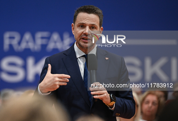 KRAKOW, POLAND - NOVEMBER 16:
Mayor of Warsaw Rafal Trzaskowski during a meeting with voters at Nowa Huta's Hala Com-Com Zone, on November 1...