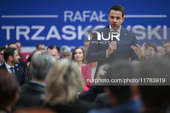 KRAKOW, POLAND - NOVEMBER 16:
Mayor of Warsaw Rafal Trzaskowski during a meeting with voters at Nowa Huta's Hala Com-Com Zone, on November 1...