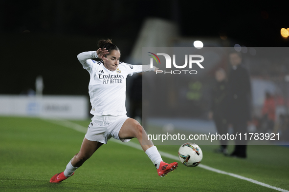 Oihane Hernandez of Real Madrid is in action during the LIGA F match between Real Madrid and FC Barcelona at Alfredo Di Stefano stadium in M...