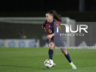 Claudia Pina of FC Barcelona is in action during the LIGA F match between Real Madrid and FC Barcelona at Alfredo Di Stefano stadium in Madr...