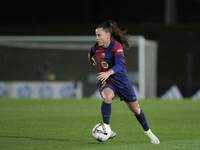 Claudia Pina of FC Barcelona is in action during the LIGA F match between Real Madrid and FC Barcelona at Alfredo Di Stefano stadium in Madr...