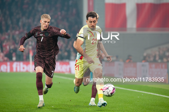 Mikel Oyarzabal of Spain controls the ball during the Nations League Round 5 match between Denmark and Spain at Parken Stadium in Copenhagen...