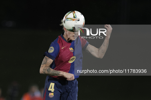 Mapi Leon of FC Barcelona is in action during the LIGA F match between Real Madrid and FC Barcelona at Alfredo Di Stefano stadium in Madrid,...