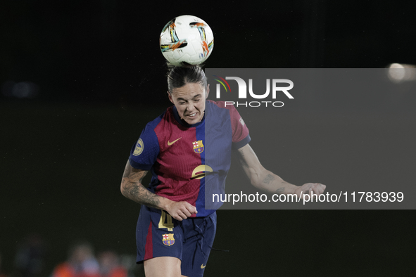 Mapi Leon of FC Barcelona is in action during the LIGA F match between Real Madrid and FC Barcelona at Alfredo Di Stefano stadium in Madrid,...