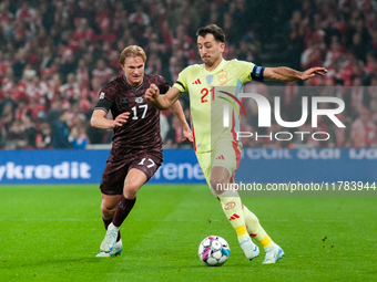 Mikel Oyarzabal of Spain controls the ball during the Nations League Round 5 match between Denmark and Spain at Parken Stadium in Copenhagen...