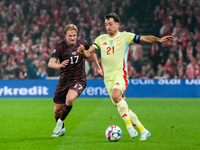 Mikel Oyarzabal of Spain controls the ball during the Nations League Round 5 match between Denmark and Spain at Parken Stadium in Copenhagen...