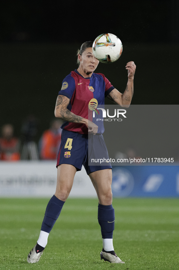 Mapi Leon of FC Barcelona is in action during the LIGA F match between Real Madrid and FC Barcelona at Alfredo Di Stefano stadium in Madrid,...