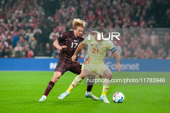 Mikel Oyarzabal of Spain controls the ball during the Nations League Round 5 match between Denmark and Spain at Parken Stadium in Copenhagen...