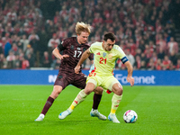 Mikel Oyarzabal of Spain controls the ball during the Nations League Round 5 match between Denmark and Spain at Parken Stadium in Copenhagen...