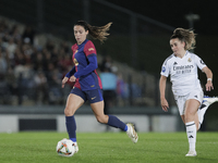 Aitana Bonmati of FC Barcelona is in action during the LIGA F match between Real Madrid and FC Barcelona at Alfredo Di Stefano stadium in Ma...