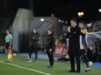 In Madrid, Spain, on November 16, Real Madrid coach Alberto Toril is present during the LIGA F match between Real Madrid and FC Barcelona at...