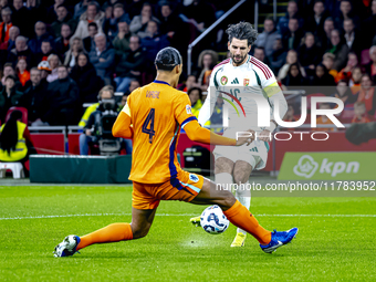 Hungary midfielder Dominik Szoboszlai and Netherlands defender Virgil van Dijk play during the match between the Netherlands and Hungary at...