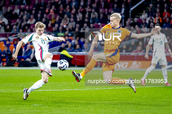 Hungary midfielder Andras Schafer and Netherlands defender Jan-Paul van Hecke play during the match between the Netherlands and Hungary at t...