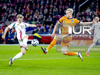 Hungary midfielder Andras Schafer and Netherlands defender Jan-Paul van Hecke play during the match between the Netherlands and Hungary at t...