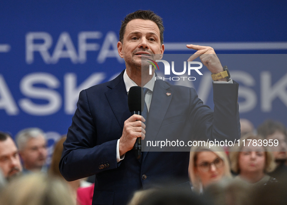 KRAKOW, POLAND - NOVEMBER 16:
Mayor of Warsaw Rafal Trzaskowski during a meeting with voters at Nowa Huta's Hala Com-Com Zone, on November 1...