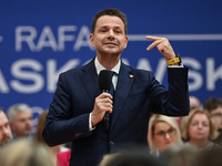 KRAKOW, POLAND - NOVEMBER 16:
Mayor of Warsaw Rafal Trzaskowski during a meeting with voters at Nowa Huta's Hala Com-Com Zone, on November 1...